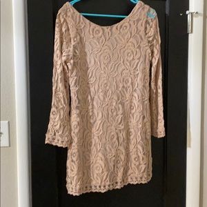 Cream/light pink long sleeved dress with florals